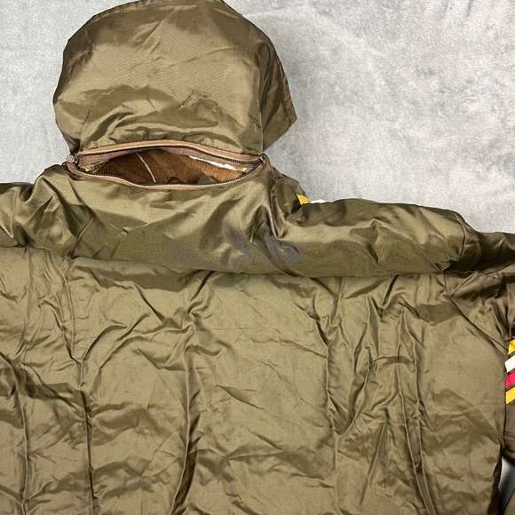 Vintage 70s 80s Olive Green Lined Bomber Jacket Hidden Hood Sportswear Men's Lrg - Picture 5 of 16